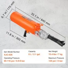 VEVOR Tire Bead Setter, 8L Capacity, 120 PSI Air Bead Blaster, Handheld & Portable Inflation Device, 85-116 PSI for Trucks, Tractors, ATVs & Cars