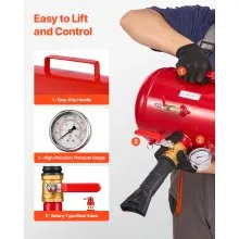 VEVOR Air Tire Bead Seater, 5 Gal / 18.9 L, Heavy Duty Tire Bead Blaster Tool, 87-116 PSI Operating Pressure, Air Trigger Seating Inflator for Pickup, Truck, ATV, Jeep, Van, Lawn Tractor, RV, Red