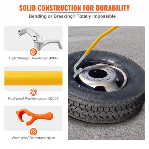 VEVOR Tire Mount Demount Tool, 22.5 to 24.5 inches, 3PCS Tire Changer Demount Tool Adapted to Aluminum and Steel Rims, with Extra Bead Keeper, Tire Changing Tools for Car Repairing, Yellow