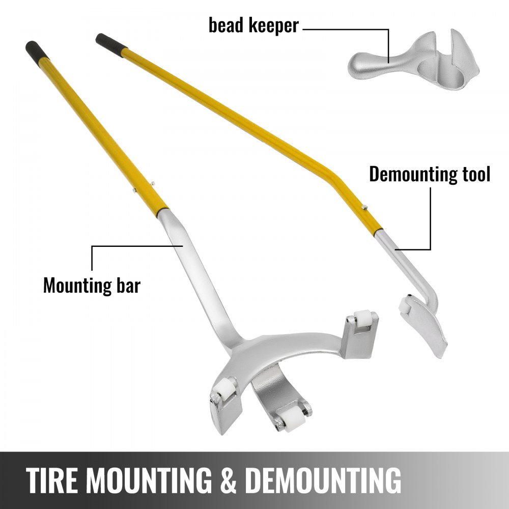 VEVOR Tire Mount Demount Tool, 22.5 to 24.5 inches, 3PCS Tire Changer Demount Tool Adapted to Aluminum and Steel Rims, with Extra Bead Keeper, Tire Changing Tools for Car Repairing, Yellow