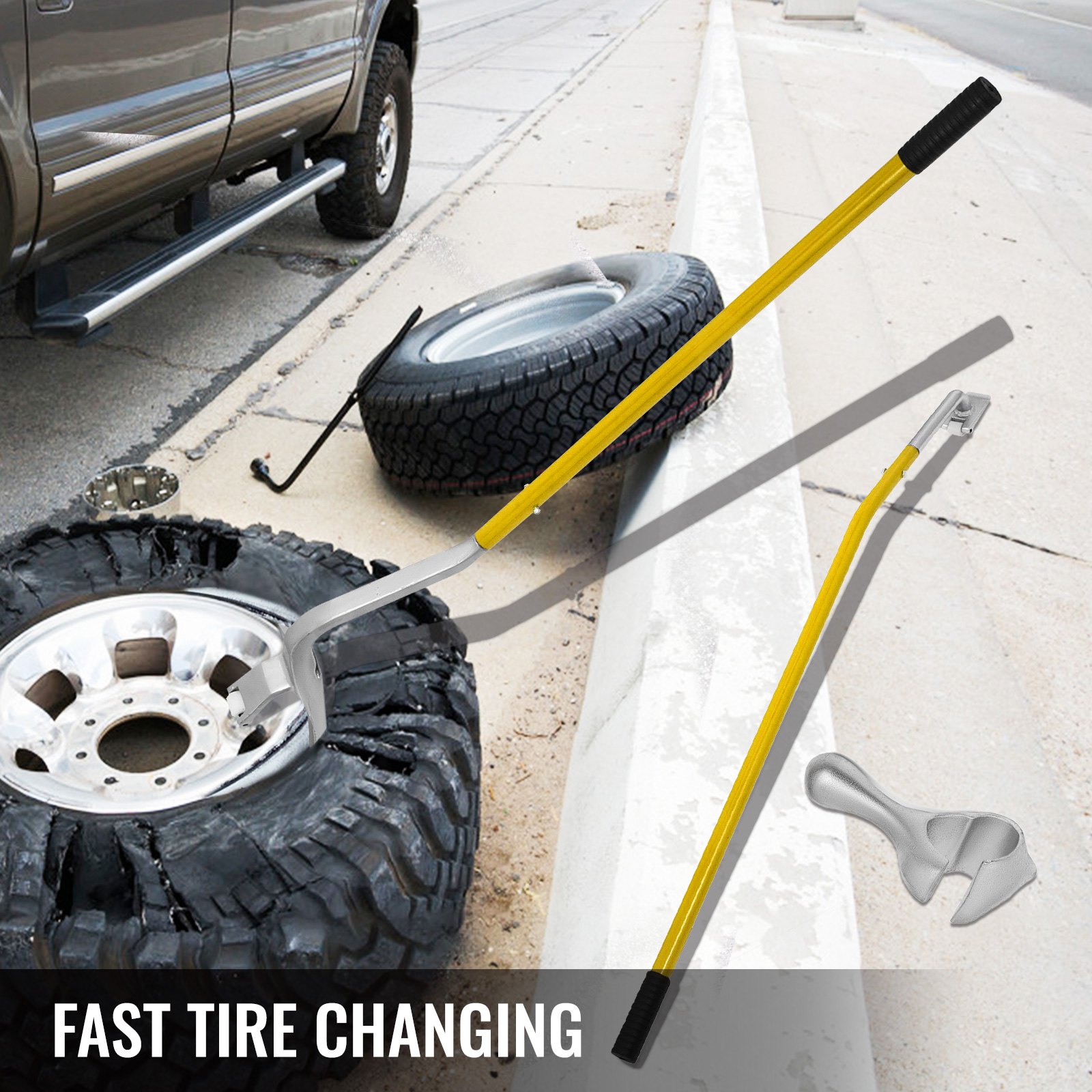 VEVOR Tire Mount Demount Tool, 22.5 to 24.5 inches, 3PCS Tire Changer Demount Tool Adapted to Aluminum and Steel Rims, with Extra Bead Keeper, Tire Changing Tools for Car Repairing, Yellow