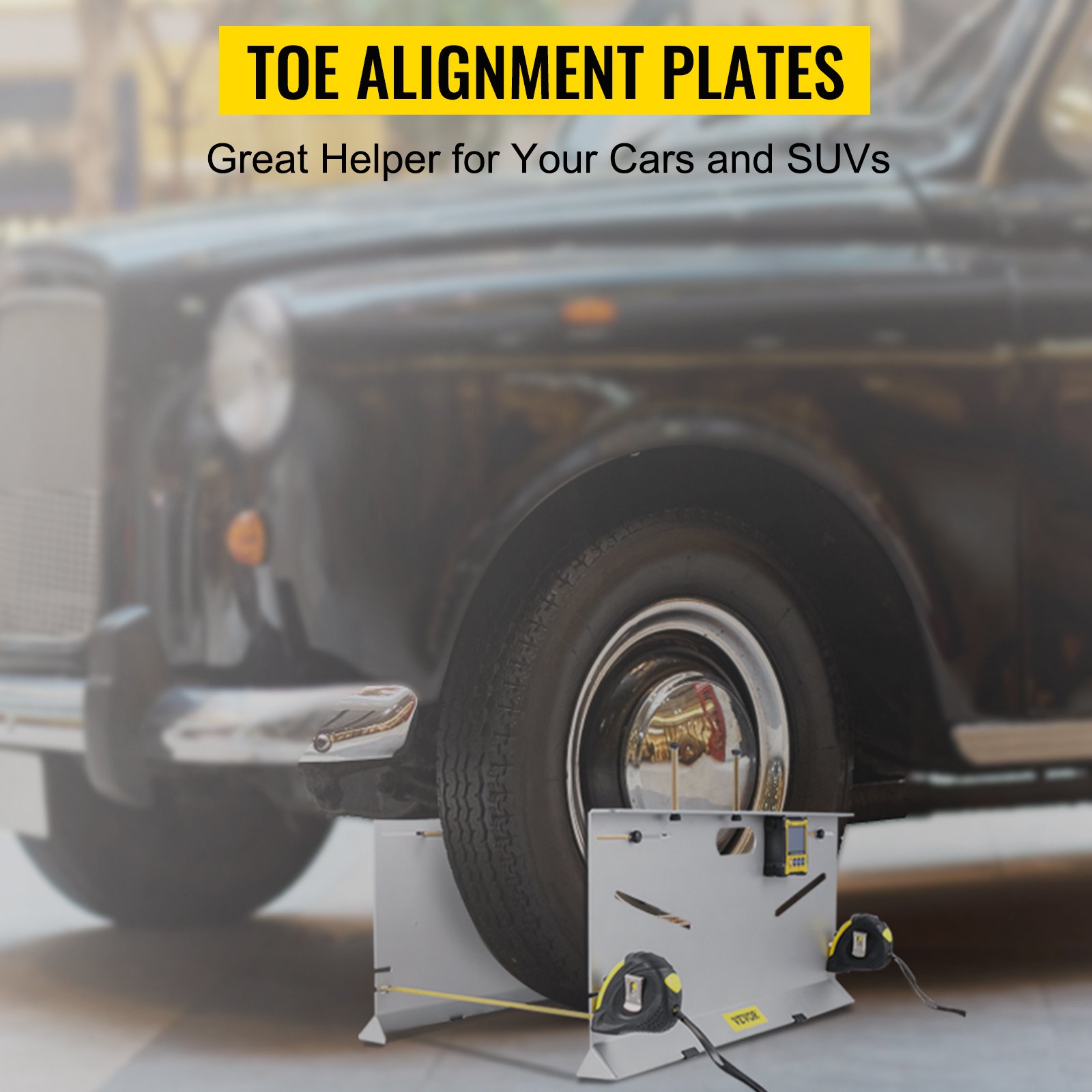 VEVOR Wheel Alignment Tool, 6 Probes Toe Plates, LED Toe Alignment Plates, Double 16Ft Tape Measures Alignment Tools Automotive, Charging Toe Alignment Tool, Wheel Alignment Tool Gauge Camber Caster