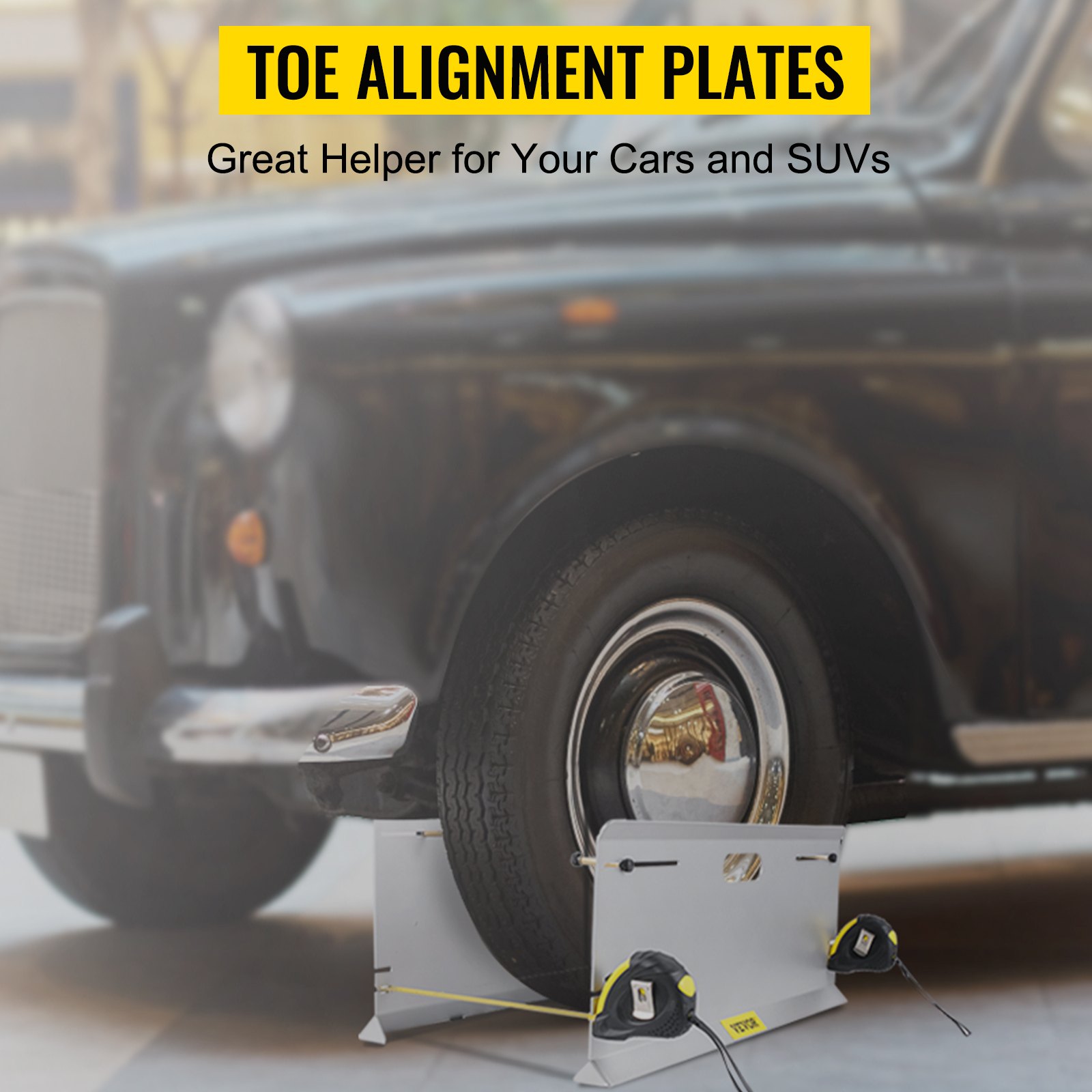 VEVOR Wheel Alignment Tool, 4 Probes Toe Plates, Double 16 ft Measure Tapes, Stands Off Alignment Tools Automotive, Aluminum Alloy Toe Alignment Tool, Wheel Alignment Tool for Camber Caster