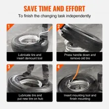 VEVOR Tire Mount Demount Tool, 22.5"-24.5" Manual Steel Tire Changer Mount Demount Removal Tool, with Extra Bead Keeper, Tubeless Truck Bead Breaker, 3 PCS Tire Changing Tools, Orange