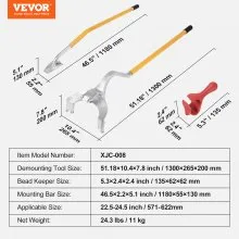 VEVOR Truck Tire Changer Mount Demount 22.5-24.5 in Radial Bias Ply/Tubeless Tire