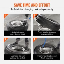 VEVOR Tire Mount Demount Tool, 571-622 mm Manual Steel Tire Changer Mount Demount Removal Tool, with Extra Bead Keeper, Tubeless Truck Bead Breaker, 3 PCS Tire Changing Tools, Orange