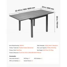 VEVOR Expandable Outdoor Patio Dining Table Rectangular Garden Furniture for 4-6