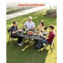 VEVOR Outdoor Patio Dining Table Rectangular Metal Slat Garden Furniture for 6