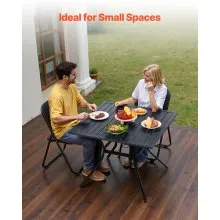 VEVOR Outdoor Patio Dining Table Square Metal Steel Slat Garden Furniture for 4