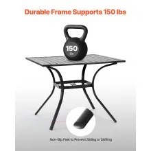 VEVOR Outdoor Patio Dining Table Square Metal Steel Slat Garden Furniture for 4