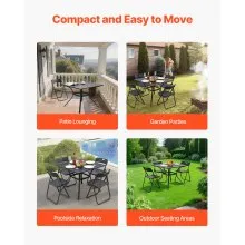 VEVOR Outdoor Patio Dining Table Square Metal Steel Slat Garden Furniture for 4