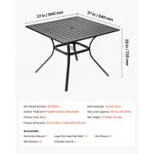 VEVOR Outdoor Patio Dining Table Square Metal Steel Slat Garden Furniture for 4