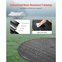 VEVOR Outdoor Patio Dining Table Round Metal Steel Slat Garden Furniture for 4