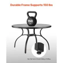 VEVOR Outdoor Patio Dining Table Round Metal Steel Slat Garden Furniture for 4