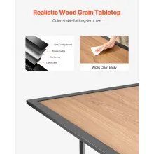 VEVOR Outdoor Patio Dining Table, 59 inch Long Rectangular Wood-Like Steel Slat Backyard Bistro Tables for 4-6,  with 1.5 in Umbrella Hole, All-Weather Large Furniture for Lawn Garden Porch, Brown