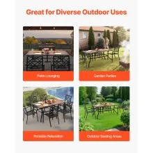 VEVOR Outdoor Patio Dining Table, 59 inch Long Rectangular Wood-Like Steel Slat Backyard Bistro Tables for 4-6,  with 1.5 in Umbrella Hole, All-Weather Large Furniture for Lawn Garden Porch, Brown