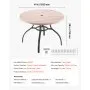 VEVOR Outdoor Patio Dining Table, 103cm Round Wood-Like Steel Slat Backyard Bistro Coffee Tables for 4, with 38mm Umbrella Hole, Outside All-Weather Large Furniture for Lawn Garden Porch, Gray