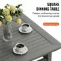 VEVOR 5 Pieces Patio Dining Set, Outdoor Square Furniture Table and Chairs, All Weather Garden Furniture Table Sets, HIPS Small Patio Conversation Set, For Lawn, Deck, Backyard, Poolside, Light Gray