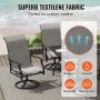 VEVOR 5 Pieces Patio Dining Set, Outdoor Furniture Table and Swivel Chairs Set, All Weather Garden Furniture Table Sets, Iron Patio Conversation Set with Umbrella Hole, For Lawn, Deck, Backyard, Black