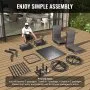 VEVOR 5 Pieces Patio Dining Set, Outdoor Furniture Table and Swivel Chairs Set, All Weather Garden Furniture Table Sets, Iron Patio Conversation Set with Umbrella Hole, For Lawn, Deck, Backyard, Black