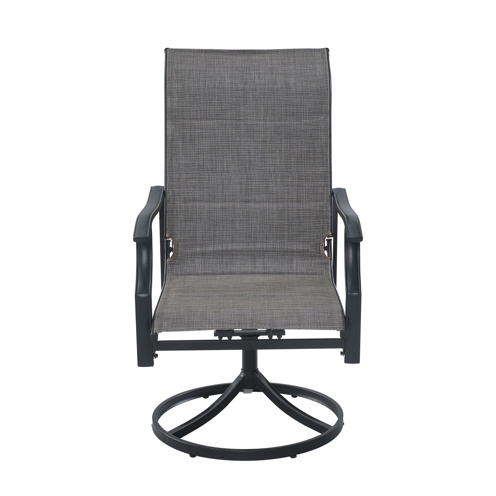 VEVOR 7 Pieces Patio Dining Set, Outdoor Furniture Table and Swivel Chairs Set, All Weather Garden Furniture Table Sets, Iron Patio Conversation Set with Umbrella Hole, For Lawn, Deck, Backyard, Black