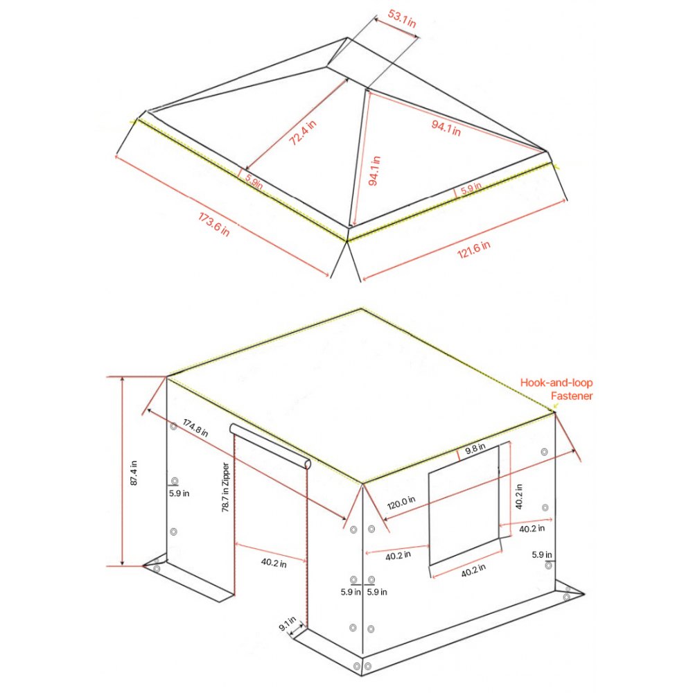 VEVOR Winter Gazebo Cover Fits 10 x 14 ft Hardtop Gazebos, All-Weather Gazebo Cover with Sidewalls & Mesh Windows, High-Density PE Material, Enclosed Storage Shelter Covers, Gazebos not Included