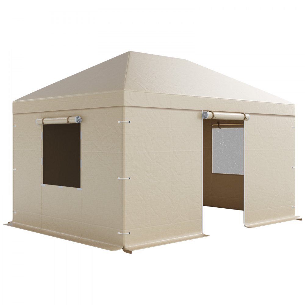 VEVOR Winter Gazebo Cover Fits 10 x 14 ft Hardtop Gazebos, All-Weather Gazebo Cover with Sidewalls & Mesh Windows, High-Density PE Material, Enclosed Storage Shelter Covers, Gazebos not Included