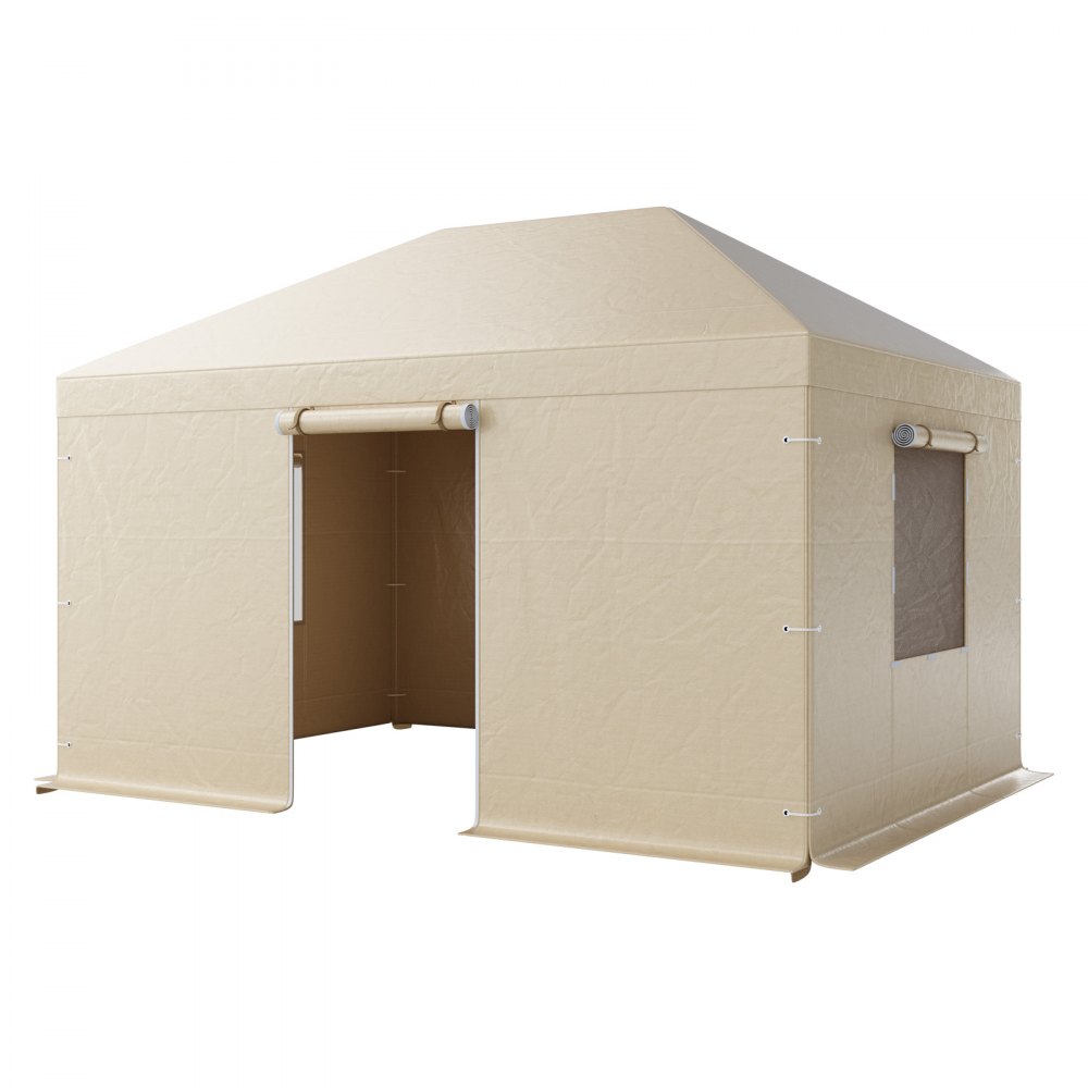 VEVOR Winter Gazebo Cover Fits 10 x 14 ft Hardtop Gazebos, All-Weather Gazebo Cover with Sidewalls & Mesh Windows, High-Density PE Material, Enclosed Storage Shelter Covers, Gazebos not Included