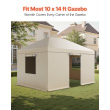 VEVOR Winter Gazebo Cover Fits 10 x 14 ft Hardtop Gazebos, All-Weather Gazebo Cover with Sidewalls & Mesh Windows, High-Density PE Material, Enclosed Storage Shelter Covers, Gazebos not Included
