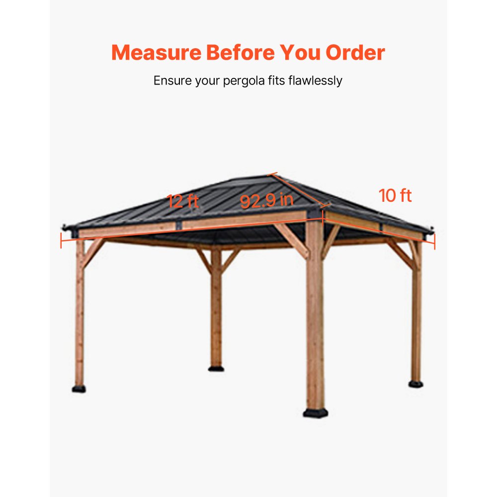 VEVOR Winter Gazebo Cover Fits 10 x 12 ft Hardtop Gazebos, All-Weather Gazebo Cover with Sidewalls & Mesh Windows, High-Density PE Material, Enclosed Storage Shelter Covers, Gazebos not Included