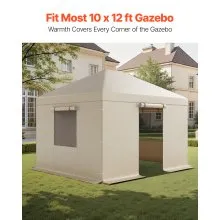 VEVOR Winter Gazebo Cover Fits 10 x 12 ft Hardtop Gazebos, All-Weather Gazebo Cover with Sidewalls & Mesh Windows, High-Density PE Material, Enclosed Storage Shelter Covers, Gazebos not Included