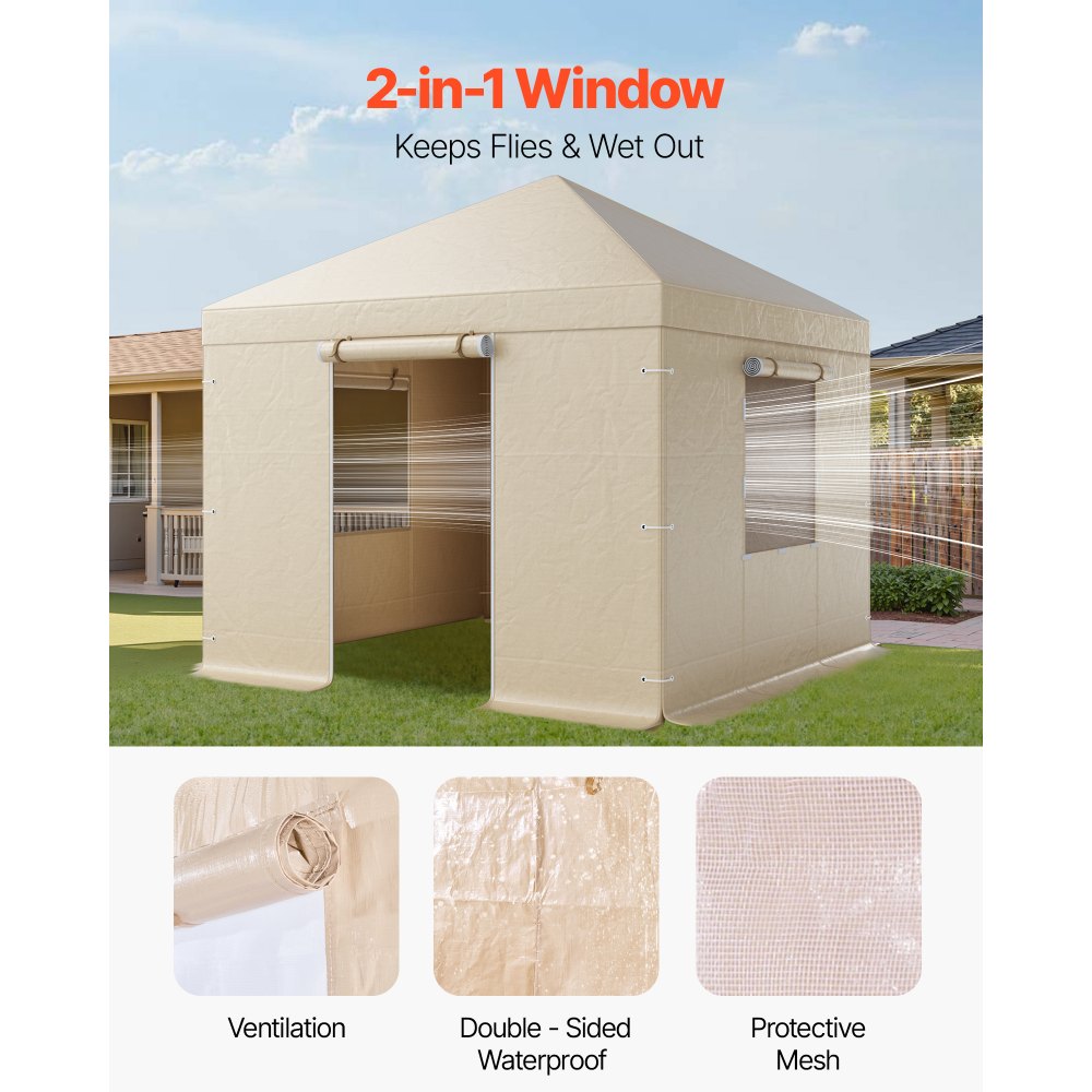 VEVOR Winter Gazebo Cover Fits 3.05 x 3.05 m Hardtop Gazebos, All-Weather Gazebo Cover with Sidewalls & Windows, High-Density PE Material, Enclosed Storage Shelter Covers, Gazebos not Included