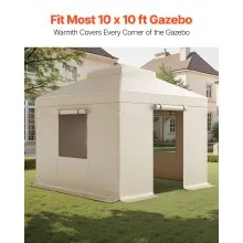 VEVOR Winter Gazebo Cover Fits 10 x 10 ft Double Roof Gazebos Mesh with Windows
