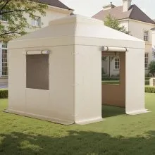 VEVOR Winter Gazebo Cover Fits 10 x 10 ft Hardtop Gazebos, All-Weather Double-Tiered Gazebo Cover with Sidewalls & Mesh Windows, High-Density PE Enclosed Storage Shelter Covers, Gazebos not Included