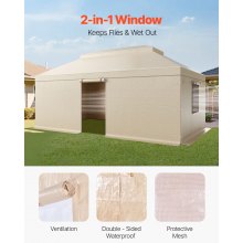 VEVOR Winter Gazebo Cover Fits 12 x 20 ft Hardtop Gazebos, All-Weather Double-Tiered Gazebo Cover with Sidewalls & Mesh Windows, High-Density PE Enclosed Storage Shelter Covers, Gazebos not Included