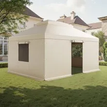 VEVOR Winter Gazebo Cover Fits 12 x 16 ft Hardtop Gazebos, All-Weather Double-Tiered Gazebo Cover with Sidewalls & Mesh Windows, High-Density PE Enclosed Storage Shelter Covers, Gazebos not Included