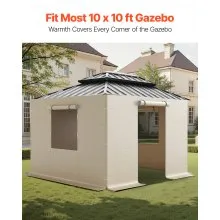 VEVOR 4-Panel Winter Gazebo Cover Sidewalls Fits 10 x 10 ft Gazebos Mesh Windows