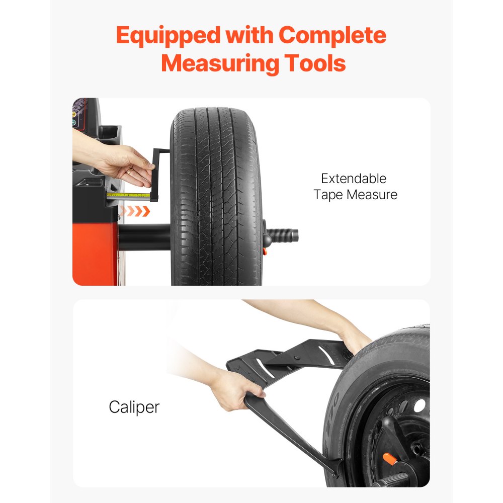 VEVOR Tire Changer Machine, 18" Spindle, Durable Tire Balancer with 4 Size of Conic & 45# Steel, Reinforced Tire Balancer with Complete Measuring Tools & Multi-Compartment, Fit for 1.5"-18" Wide Tire
