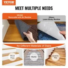 VEVOR Stair Treads, Stairs Carpet Non Slip 9" x 28", Indoor Stair Runner for Wooden Steps, Anti Slip Carpet Soft Edging Stair Rugs Mats for Kids Elders and Dogs, 15 pcs, Brown