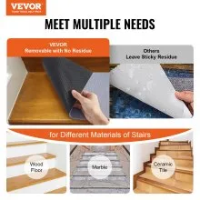 VEVOR Stair Treads, Stairs Carpet Non Slip 8" x 30", Indoor Stair Runner for Wooden Steps, Anti Slip Carpet Stair Rugs Mats for Kids Elders and Dogs, 15 pcs, Gray