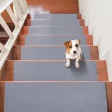 VEVOR Stair Treads, Stairs Carpet Non Slip 8" x 30", Indoor Stair Runner for Wooden Steps, Anti Slip Carpet Stair Rugs Mats for Kids Elders and Dogs, 15 pcs, Gray