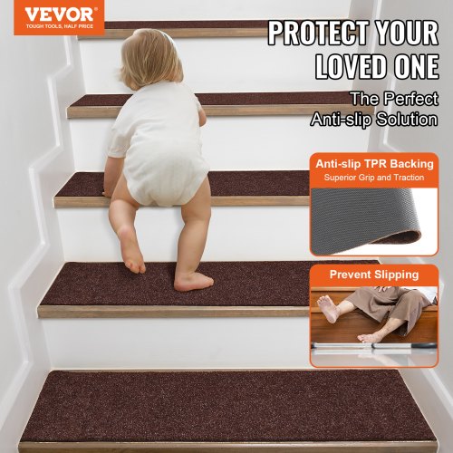 thumbnail image 2 of Stair Carpet Treads Non Slip Carpet 8" X 30" Set Of 15 Pack Safety For Kids Elders And Dogs Indoor With Reusable Self Adhesive Rug Gray Stair Treads 2 of 10