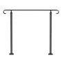 VEVOR Wrought Iron Handrail, Fit 2 or 3 Steps Outdoor Stair Railing, Adjustable Front Porch Hand Rail, Black Transitional Hand railings for Concrete Steps or Wooden Stairs with Installation Kit