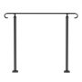 VEVOR Wrought Iron Handrail, Fit 2 or 3 Steps Outdoor Stair Railing, Adjustable Front Porch Hand Rail, Black Transitional Hand railings for Concrete Steps or Wooden Stairs with Installation Kit