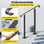 VEVOR Wrought Iron Handrail, Fit 2 or 3 Steps Outdoor Stair Railing, Adjustable Front Porch Hand Rail, Black Transitional Hand railings for Concrete Steps or Wooden Stairs with Installation Kit