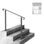 VEVOR Pasamanos para escalones al aire libre, pasamanos de hierro forjado de 1 a 3 escalones, barandilla de escalera al aire libre, pasamanos ajustable para porche frontal, pasamanos de transición negros para escalones de hormigón o escaleras de madera