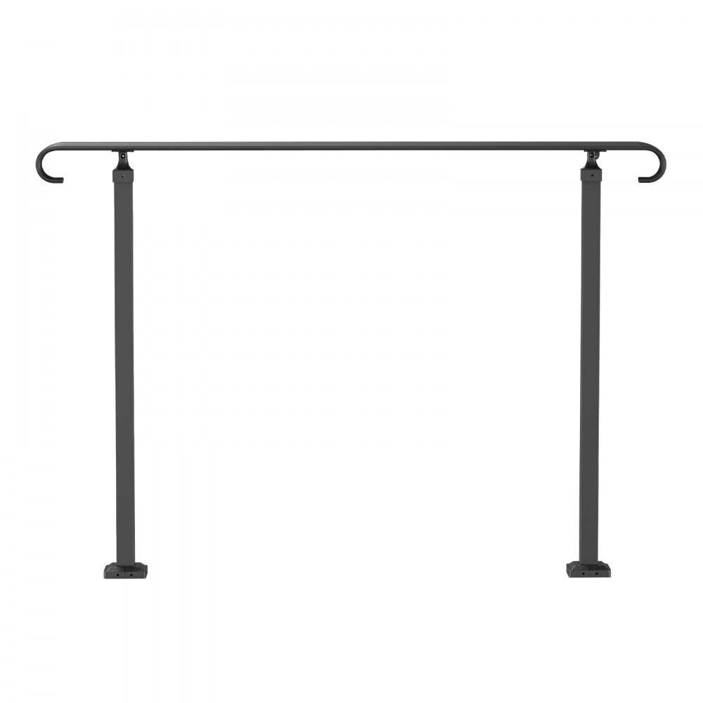 VEVOR Wrought Iron Handrail, Fit 2 or 3 Steps Outdoor Stair Railing, Adjustable Front Porch Hand Rail, Black Transitional Hand railings for Concrete Steps or Wooden Stairs with Installation Kit