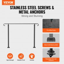 VEVOR Handrails for Outdoor Steps, Fit 3-5 Steps Outdoor Stair Railing, Wrought Iron Handrail, Flexible Front Porch Hand Rail, Black Transitional Hand railings for Concrete Steps or Wooden Stairs