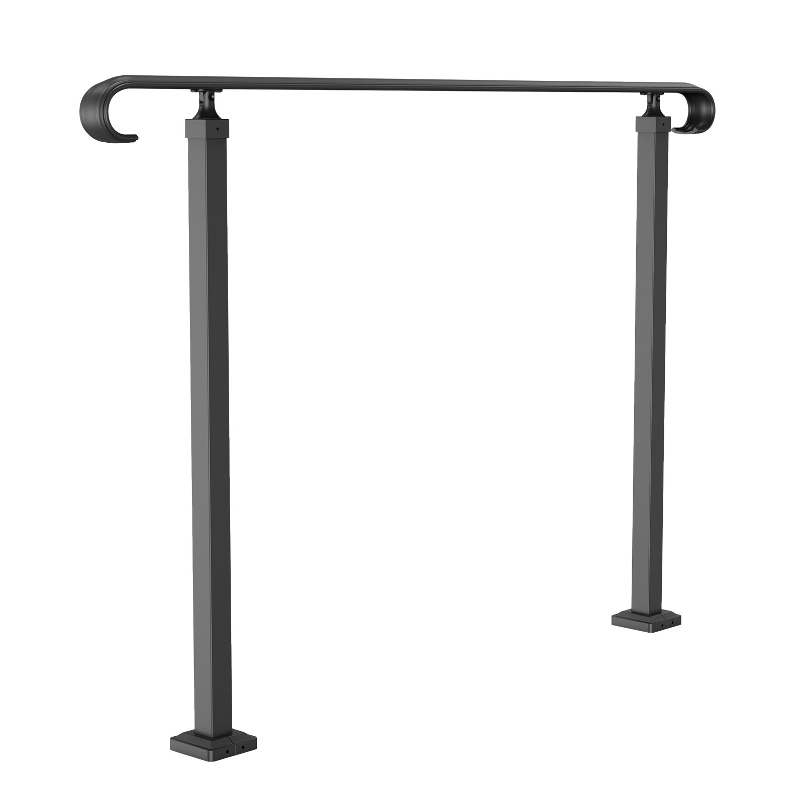 VEVOR Wrought Iron Handrail, Fit 2 or 3 Steps Outdoor Stair Railing, Adjustable Front Porch Hand Rail, Black Transitional Hand railings for Concrete Steps or Wooden Stairs with Installation Kit