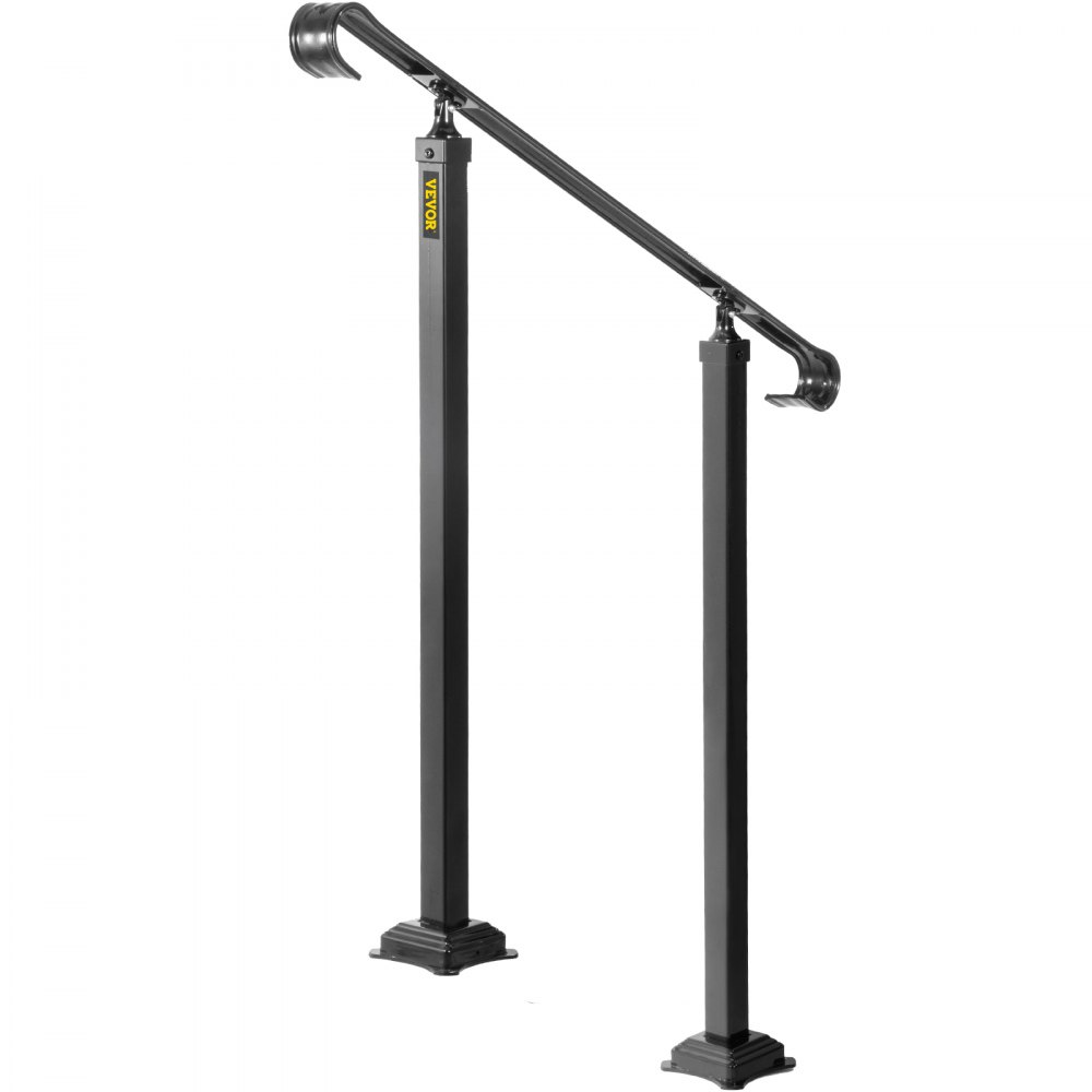 Pasamanos VEVOR para escalones al aire libre, se ajustan a barandilla de escalera al aire libre de 3 a 5 escalones, pasamanos de hierro forjado, pasamanos de porche delantero flexible, pasamanos de transición negros para escalones de hormigón o escaleras de madera